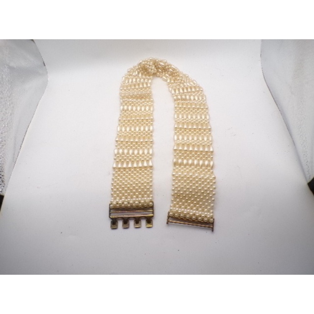 Vintage Faux Pearl Multi Strand Belt‎ Clasp Closure Glamorous Parts or Repair